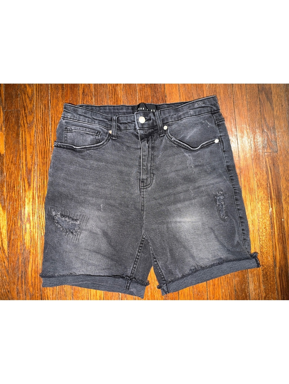 Men’s 32 Edgar and Ash Black Grunge Distressed Jean Denim Shorts